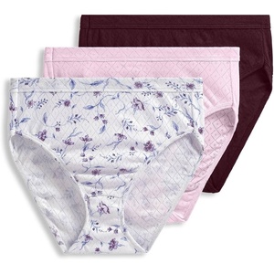 Jockey Women’s Underwear 100% Cotton Elance Breathe Brief – 3 Pack(Pink Pearl/Medieval Floral/Deep Sangria)