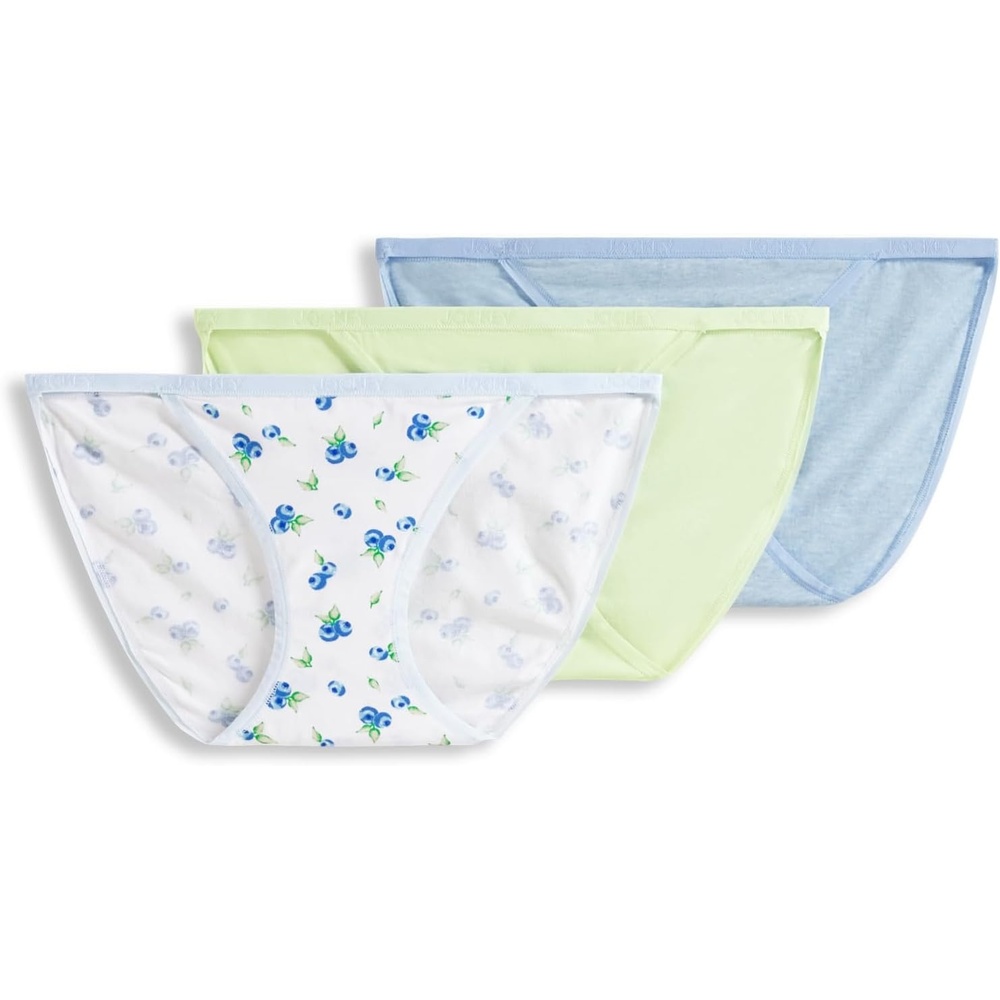 image:imageJockey Womens Underwear Organic Cotton Stretch Logo String Bikini  3 PackBerry Bliss