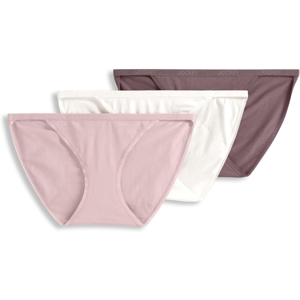 image:imageJockey Womens Underwear Organic Cotton Stretch Logo String Bikini  3 PackTwilight Haze