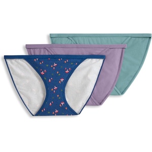 Jockey Women’s Underwear Organic Cotton Stretch Logo String Bikini – 3 Pack(Mushroom Toss)